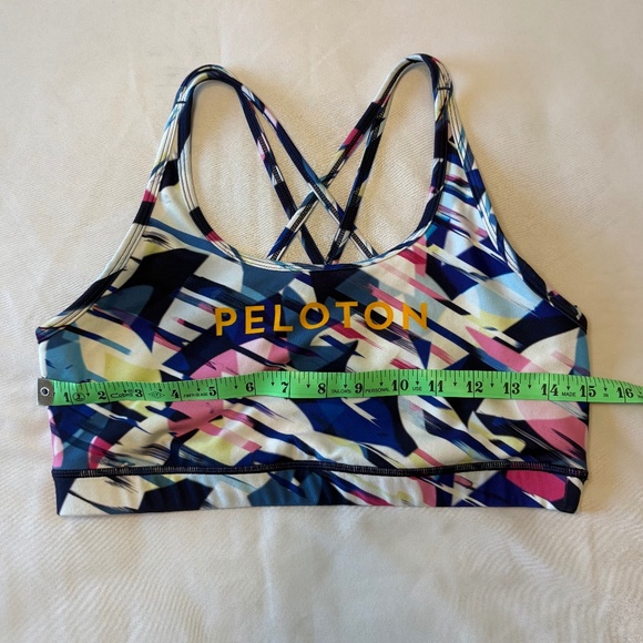 Peloton Sports Bra Pink Blue Geometric Size L - Picture 3 of 5